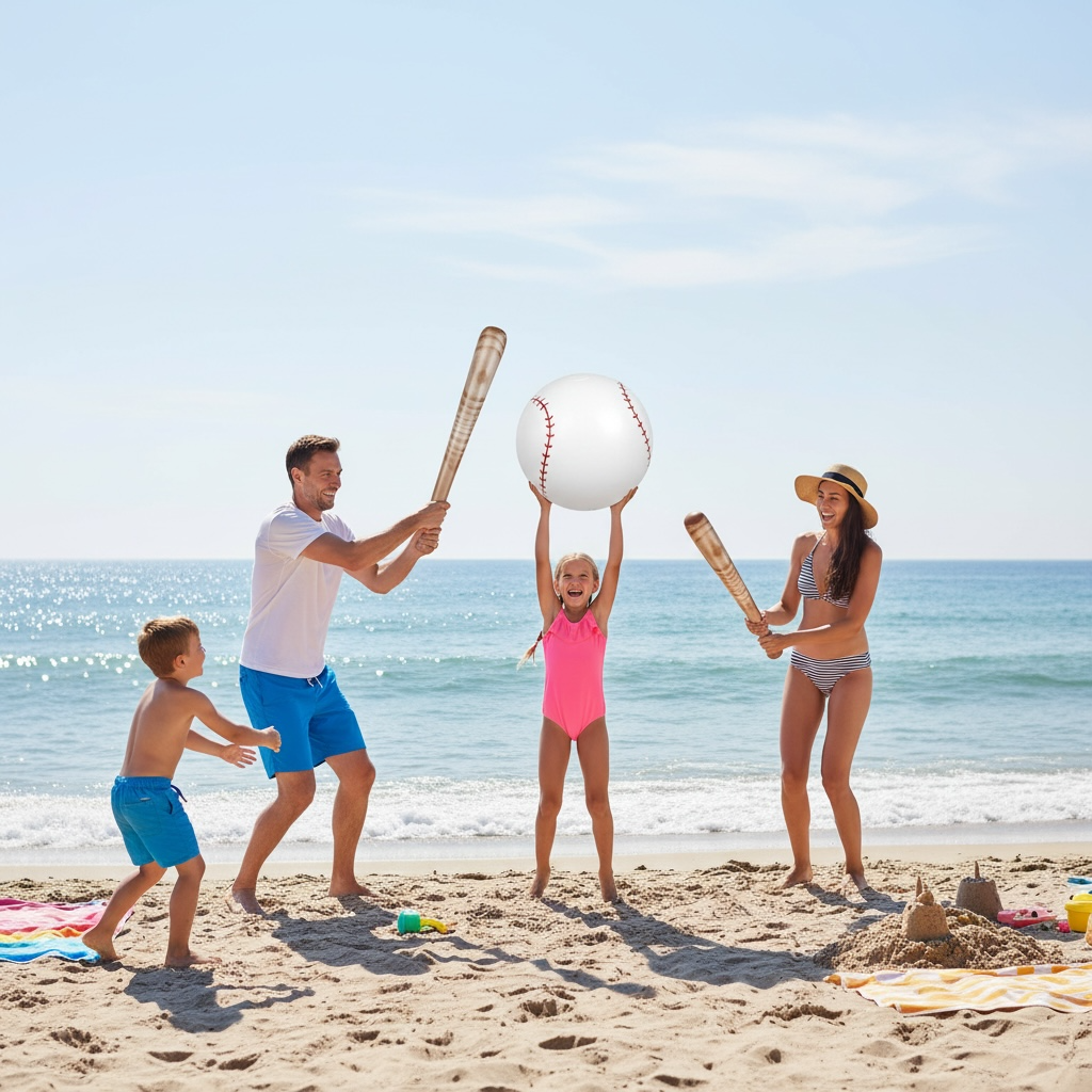 Lewtemi Baseball Beach Set - 3 Inflatable Pieces for Summer Fun