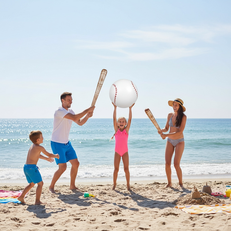 Lewtemi Baseball Beach Set - 3 Inflatable Pieces for Summer Fun