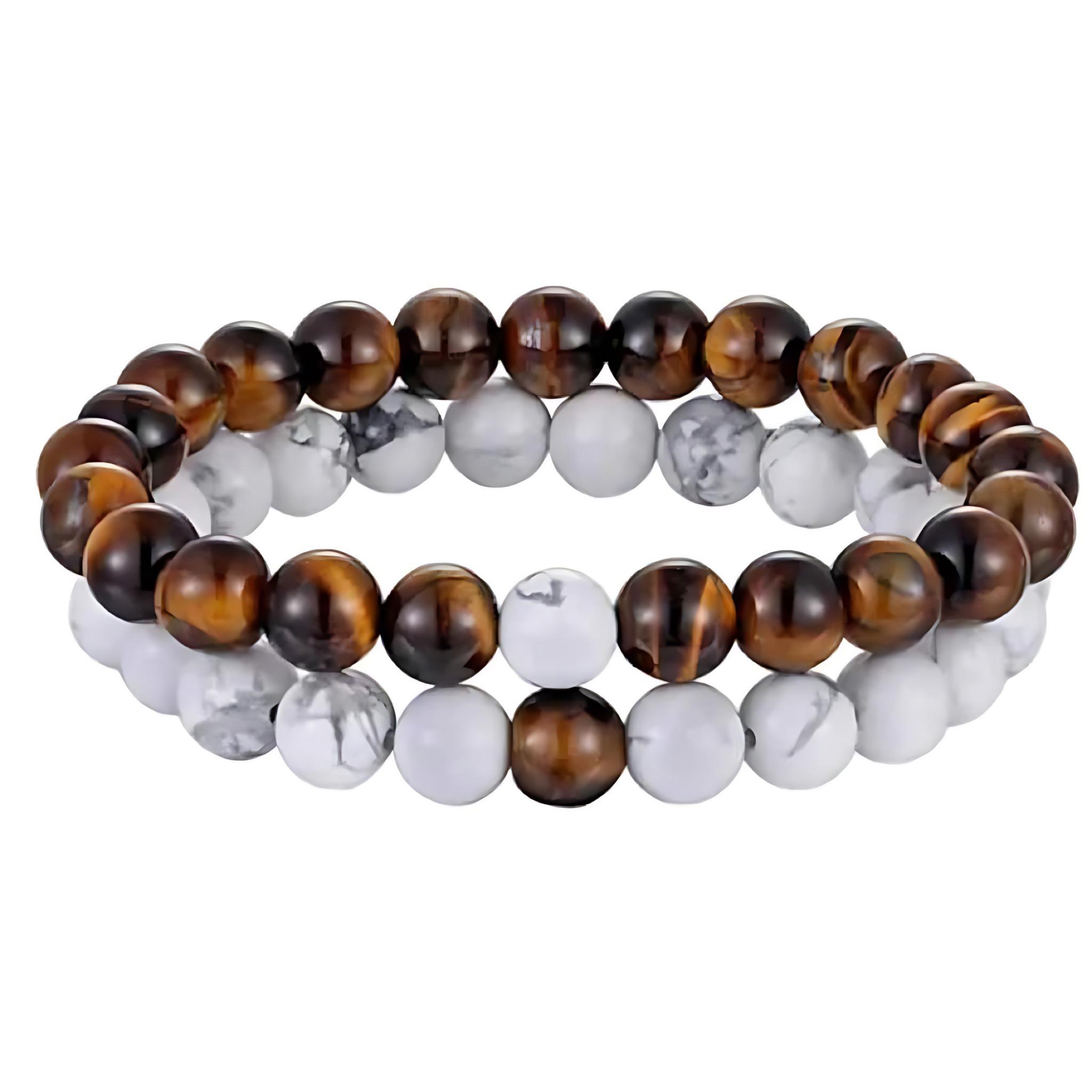 Couple’s Black Yoga Beaded Bracelet – Handmade Stone Bracelet for Men & Women by Wave & Hang