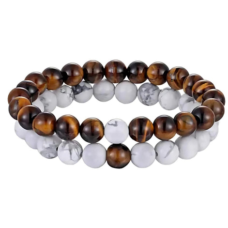 Couple’s Black Yoga Beaded Bracelet – Handmade Stone Bracelet for Men & Women by Wave & Hang