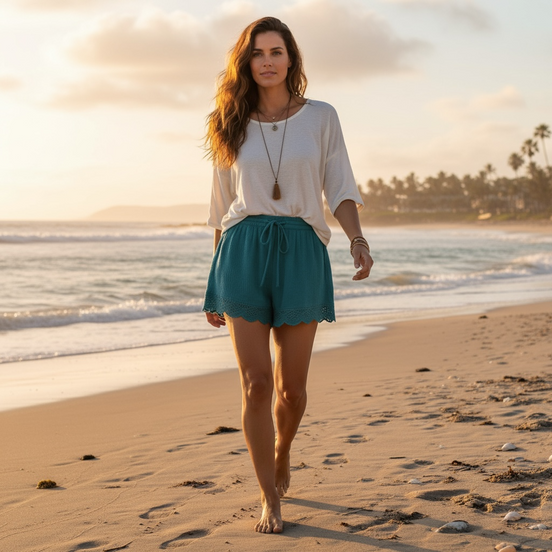 Plus Size Summer Women’s Casual Beach Shorts – Lightweight & Stylish by Wave & Hang