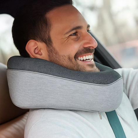 Premium Memory Foam Travel Neck Pillow Ergonomic U Shaped Support For Flights Cars And Office by Wave & Hang