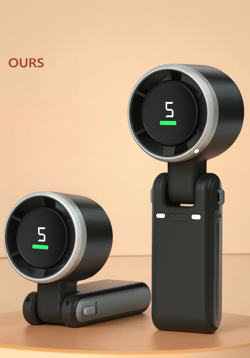 Portable USB Fan – Compact Rechargeable Handheld Cooling Fan with Digital Display by Wave & Hang