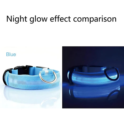 LED Adjustable Dog Collar – Waterproof Blinking Glow Safety Light for Pets by Wave & Hang