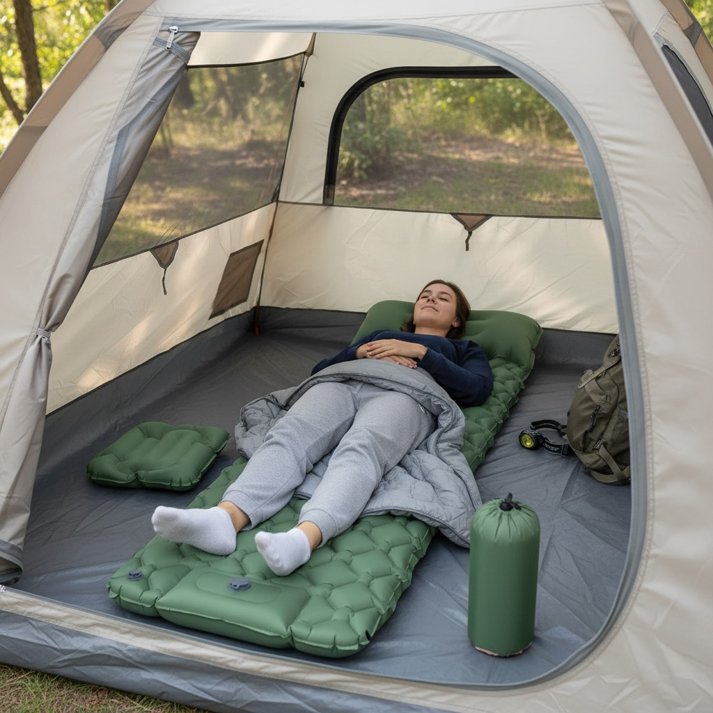 CXHSFNAL Ultralight Sleeping Pad – Quick 30s Inflate for Camping