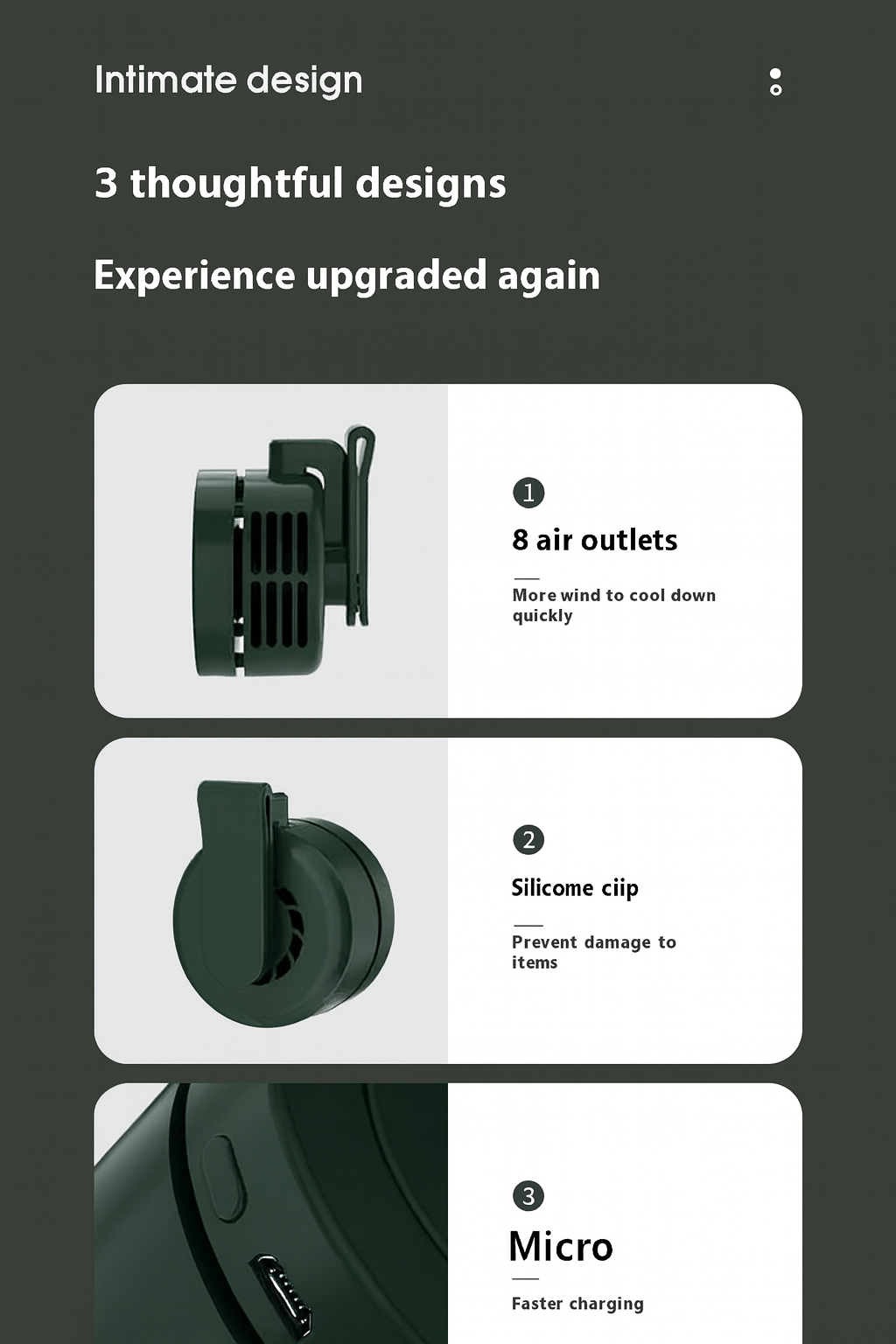 Mini USB Portable Fan – Compact, Quiet, Rechargeable with 3-Speed Settings by Wave & Hang