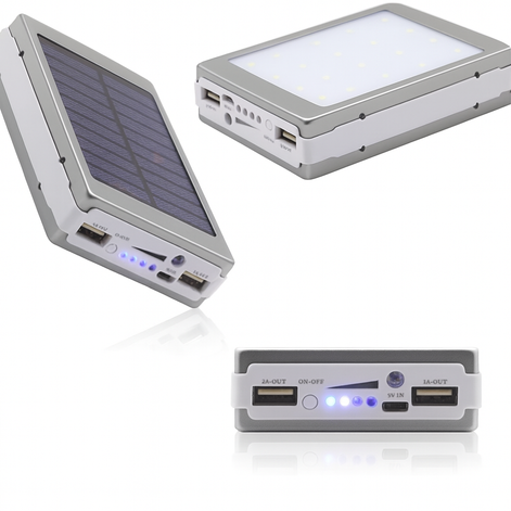 Solar Power Bank Portable Charger – 20000mAh Aluminum Alloy USB Battery Pack by Wave & Hang