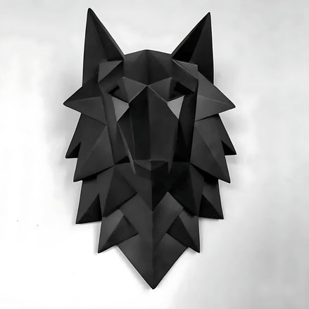 Geometric Wolf Head Wall Decor | Modern 3D Resin Wall Art | Nordic Animal Sculpture for Living Room & Bedroom