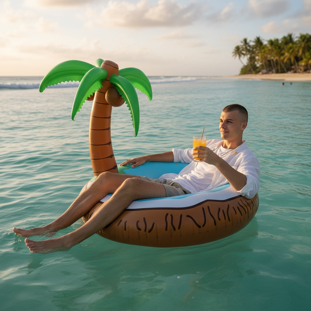 Floatay Extra Large Tropical Palm Tree Pool Float For Adults 48 Inch Coconut Tree Island Lounger by Wave & Hang