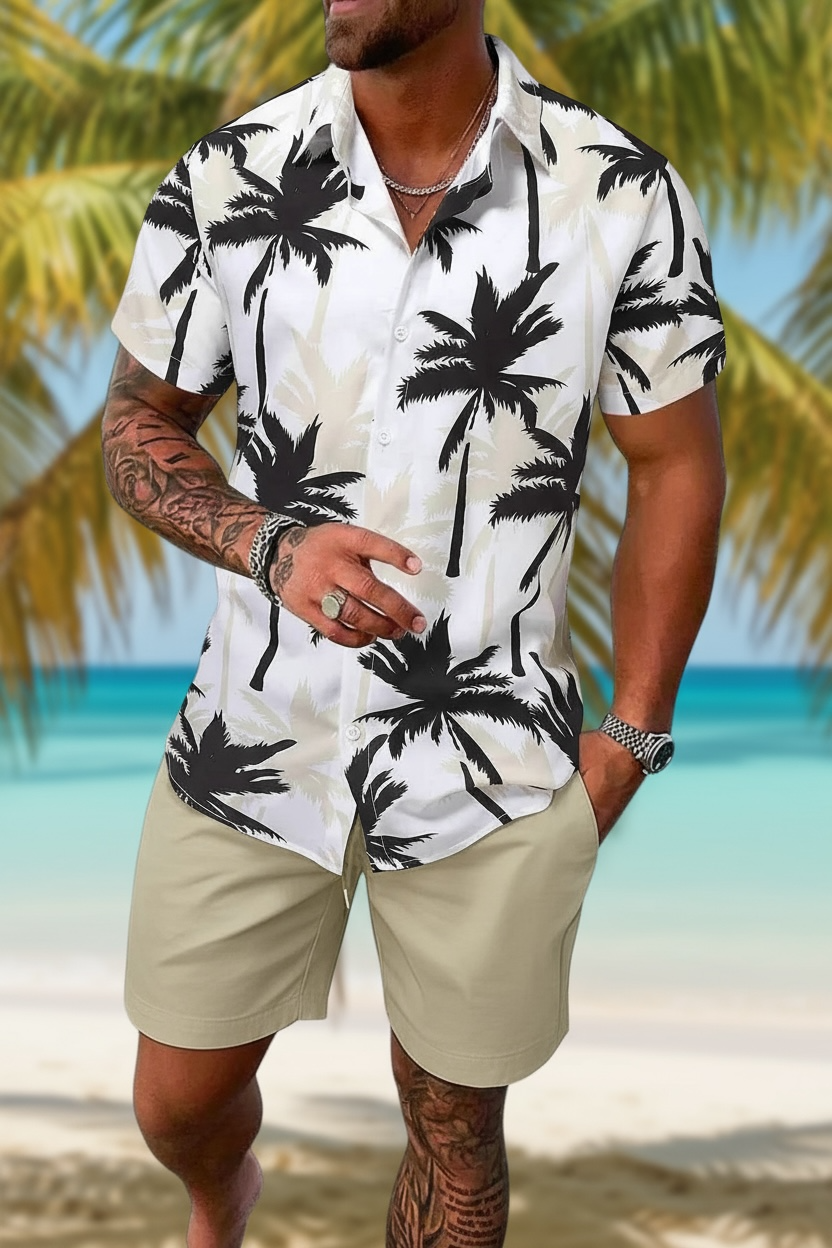 Men's 3D Print Beach Set | Tropical Style & Comfort by Wave & Hang