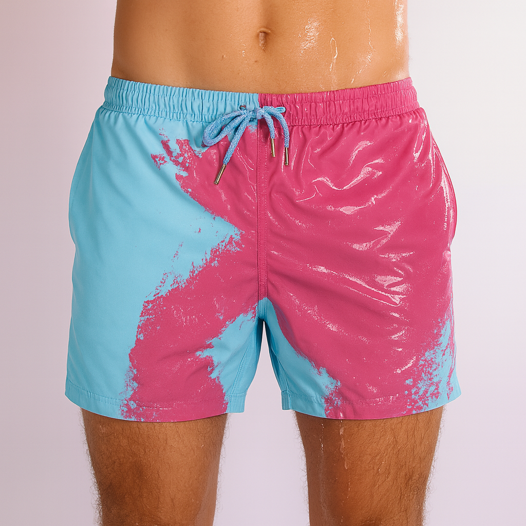 Color-Changing Beach Shorts – Heat & Water Reactive Swimwear by Wave & Hang
