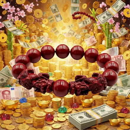 Feng Shui Pixiu Cinnabar Bracelet – Red Cinnabar Wealth and Luck Beads for Men & Women | Protection and Prosperity Amulet Jewelry