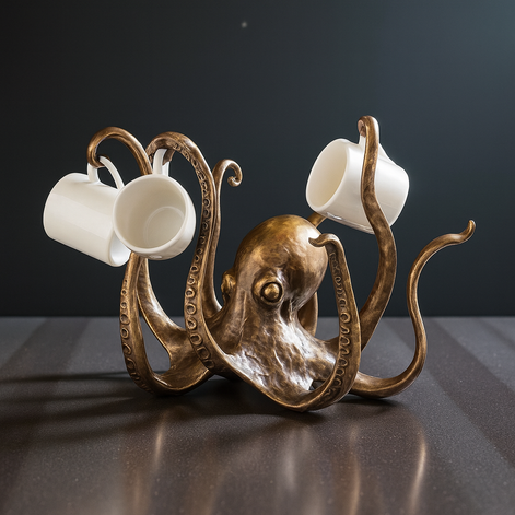 Resin Octopus Mug Holder 🐙 Unique Coastal Kitchen & Table Decor by Wave & Hang