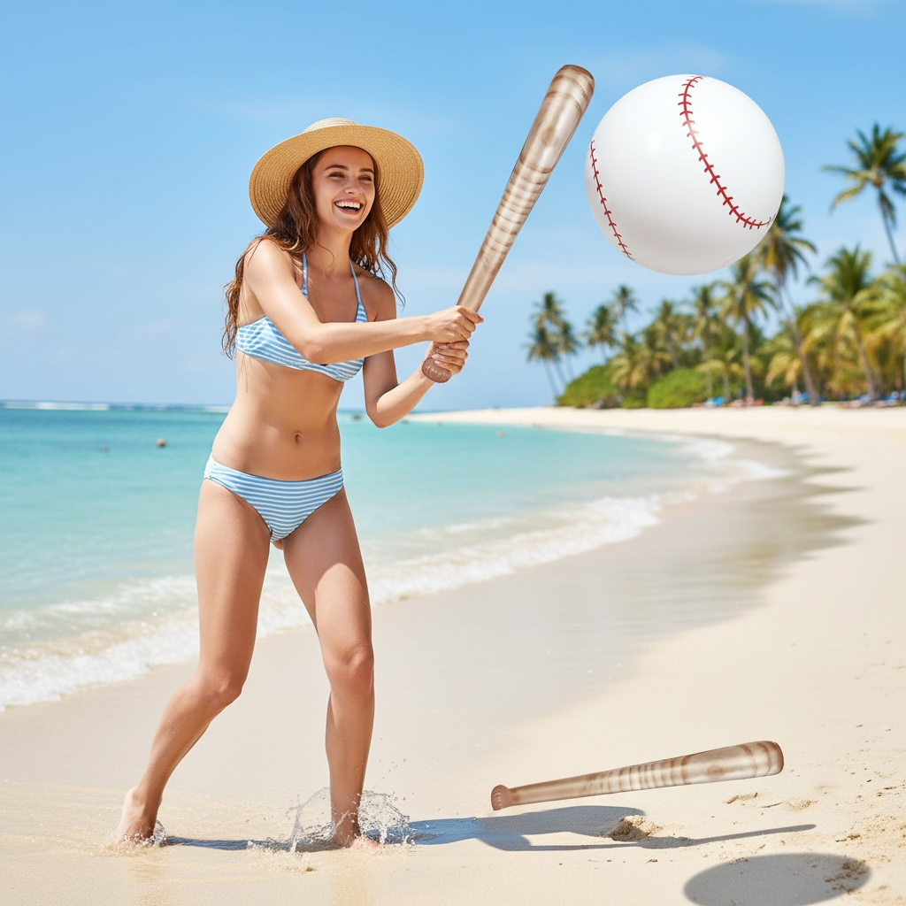 Lewtemi Baseball Beach Set - 3 Inflatable Pieces for Summer Fun