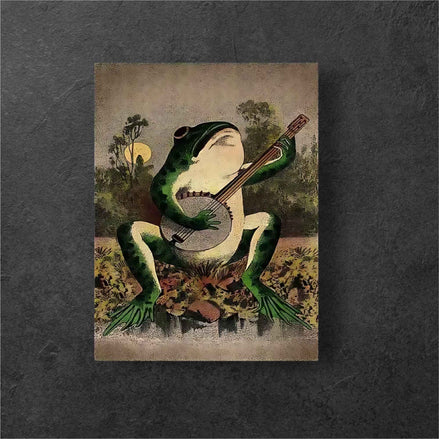 Banjo Frog Canvas Wall Art | Nature-Inspired Frog Print for Home Decor