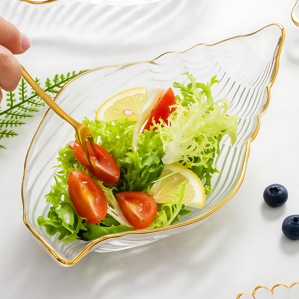 Creative Ocean Dim Sum Plate with Gilt Edging by Wave & Hang