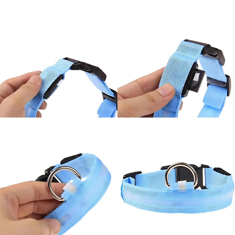 LED Adjustable Dog Collar – Waterproof Blinking Glow Safety Light for Pets by Wave & Hang