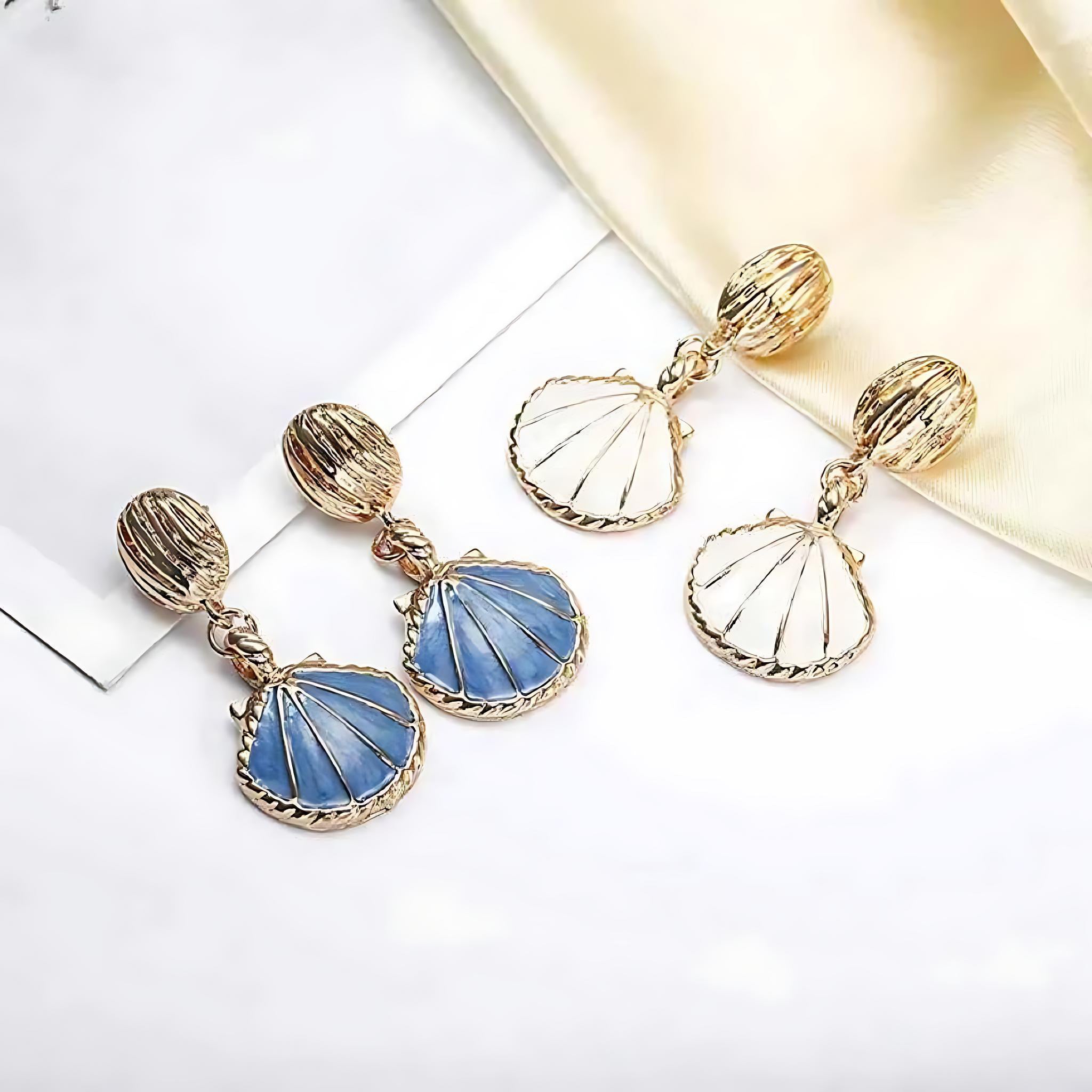 Vintage Ocean Shell Stud Earrings by Wave & Hang