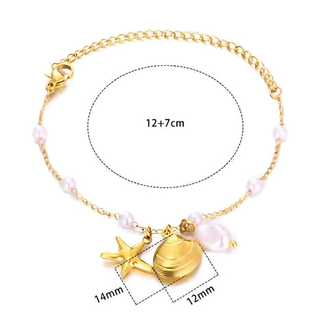Ocean Charm Anklet – Seashell & Starfish Beach Jewelry by Wave & Hang