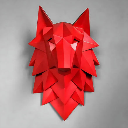 Geometric Wolf Head Wall Decor | Modern 3D Resin Wall Art | Nordic Animal Sculpture for Living Room & Bedroom