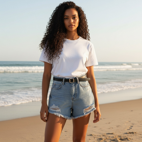 Women’s Distressed Ripped Denim Shorts – Summer High-Waist by Wave & Hang
