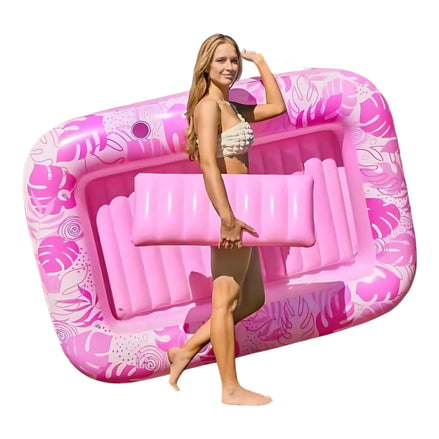 Inflatable Pool Floating Bed – Eco-Friendly PVC Lounge with Backrest for Adults, Blue & Pink