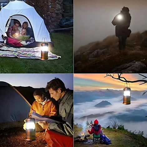 Portable Hand Crank Solar Lantern with Fan & USB Charger – LED Camping Light for Outdoor & Emergency Use by Wave & Hang