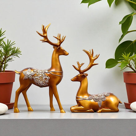 Elegant Resin Deer Figurine | European Charm for Home Decor by Wave & Hang