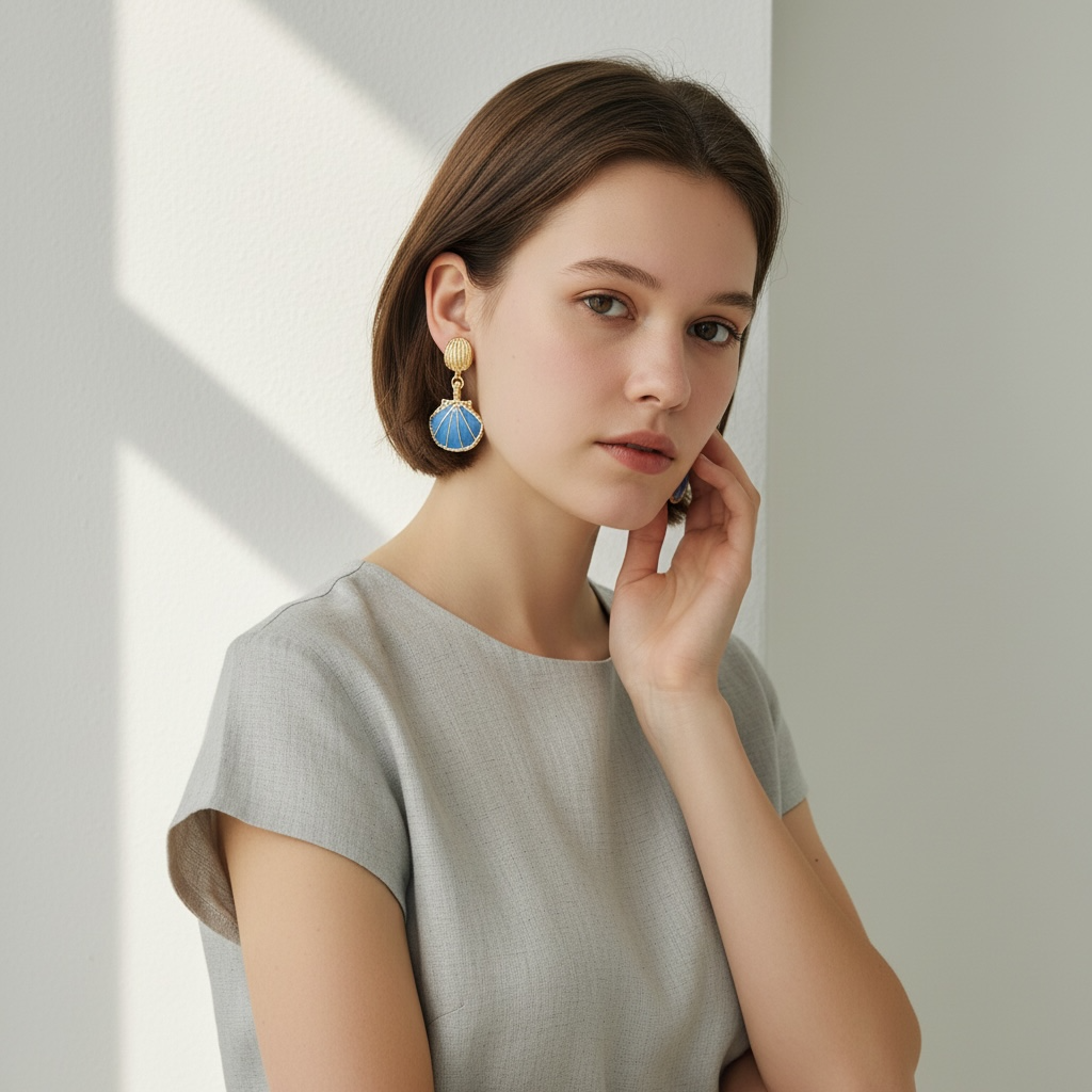 Vintage Ocean Shell Stud Earrings by Wave & Hang