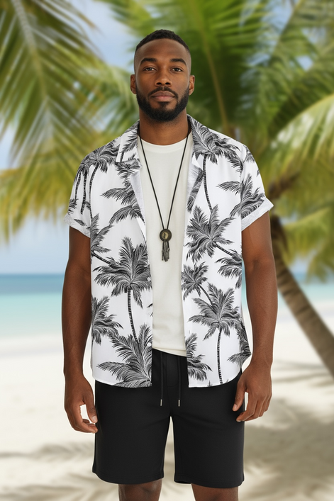Men's 3D Print Beach Set | Tropical Style & Comfort by Wave & Hang