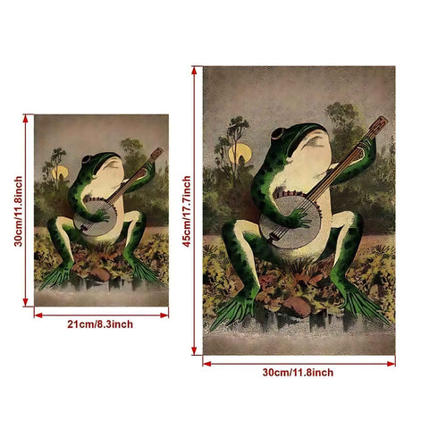 Banjo Frog Canvas Wall Art | Nature-Inspired Frog Print for Home Decor