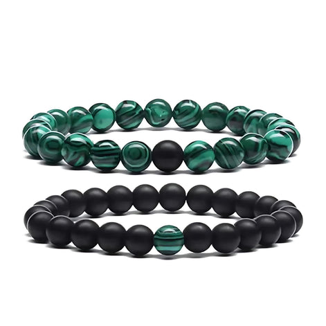 Couple’s Black Yoga Beaded Bracelet – Handmade Stone Bracelet for Men & Women by Wave & Hang
