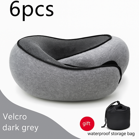 Premium Memory Foam Travel Neck Pillow Ergonomic U Shaped Support For Flights Cars And Office by Wave & Hang