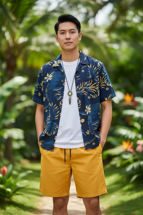 Men's 3D Print Beach Set | Tropical Style & Comfort by Wave & Hang