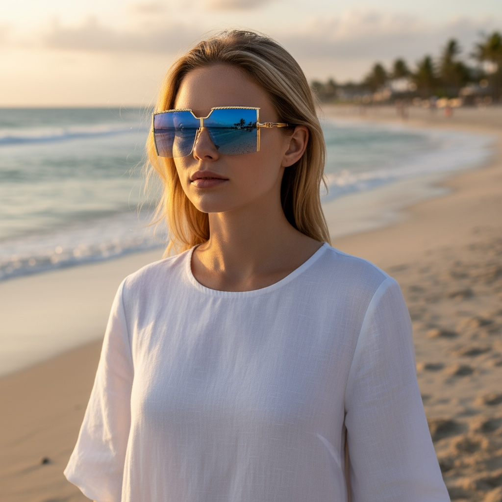Trendy Frameless Sunglasses | UV400 Ocean Lens Fashion Shades by Wave & Hang