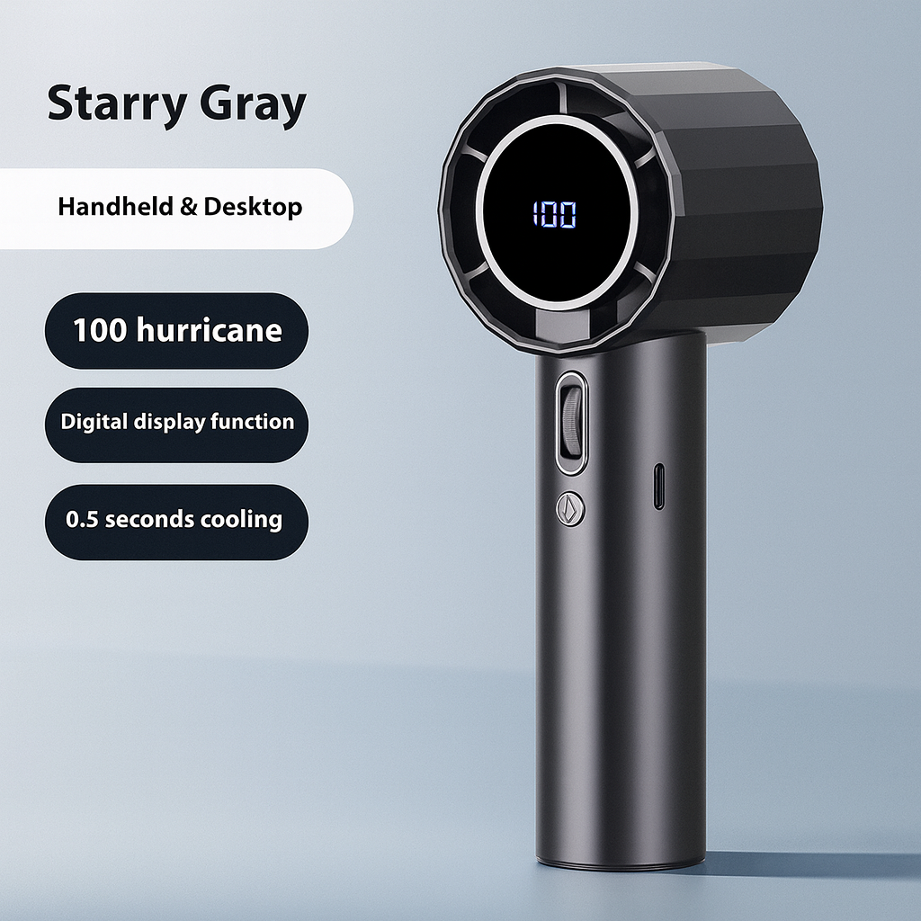 Portable Mini Handheld Fan USB Rechargeable Quiet With 6 Speeds Five Blade Cooling by Wave & Hang