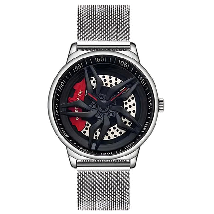 Men’s Waterproof Wheel Watch – Durable Stainless Steel Round Dial