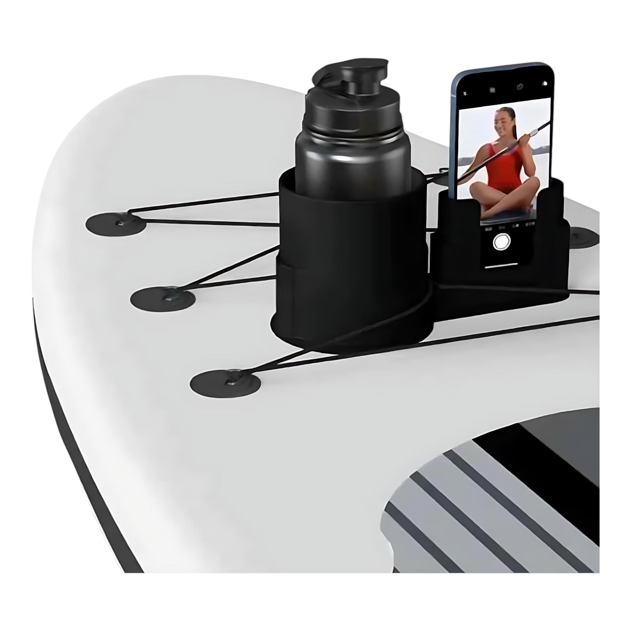 Water Sports Accessory Bracket – Phone & Drink Holder for Paddleboard, Kayak, Canoe & Surfboard by Wave & Hang