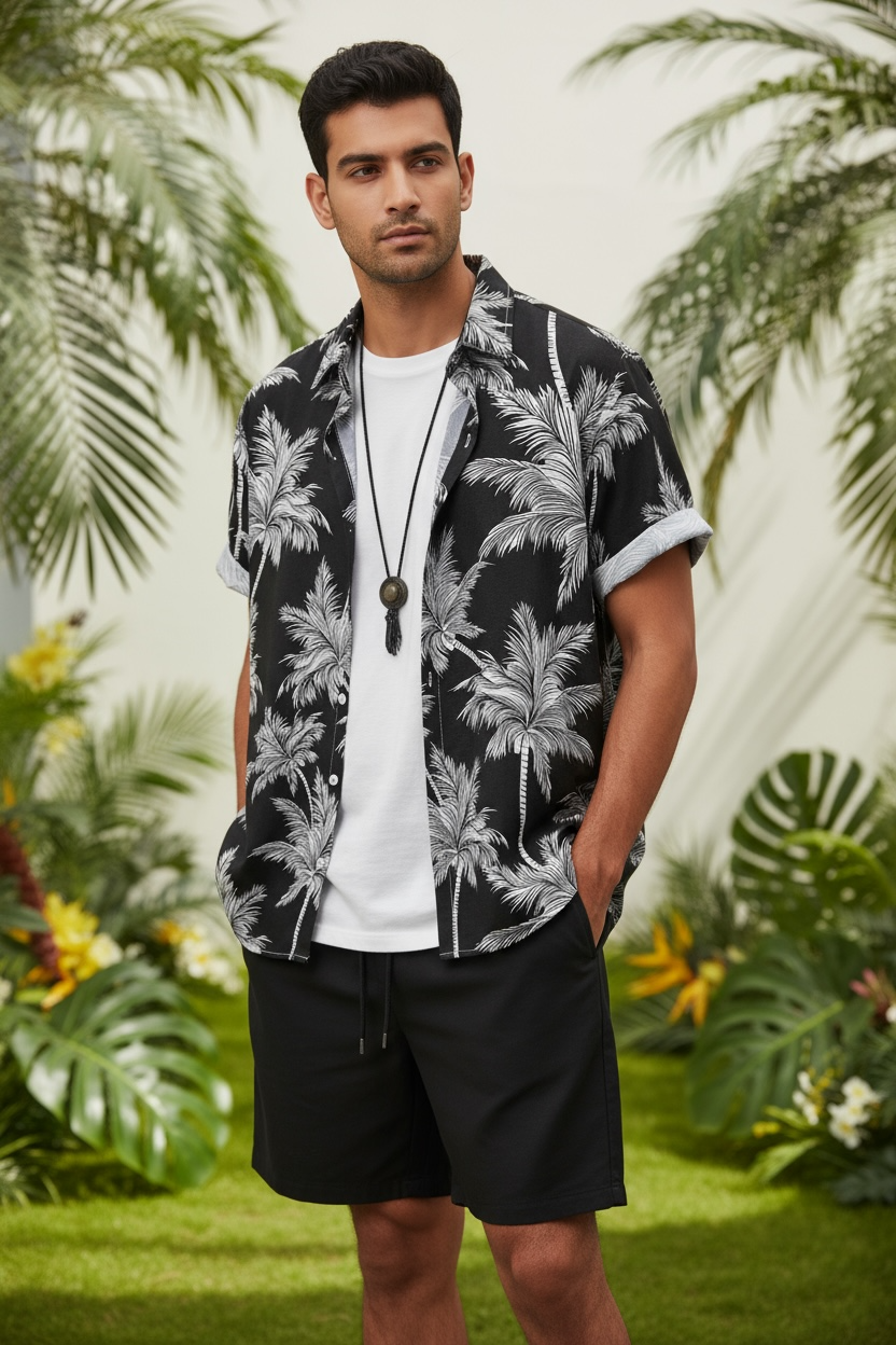 Men's 3D Print Beach Set | Tropical Style & Comfort by Wave & Hang