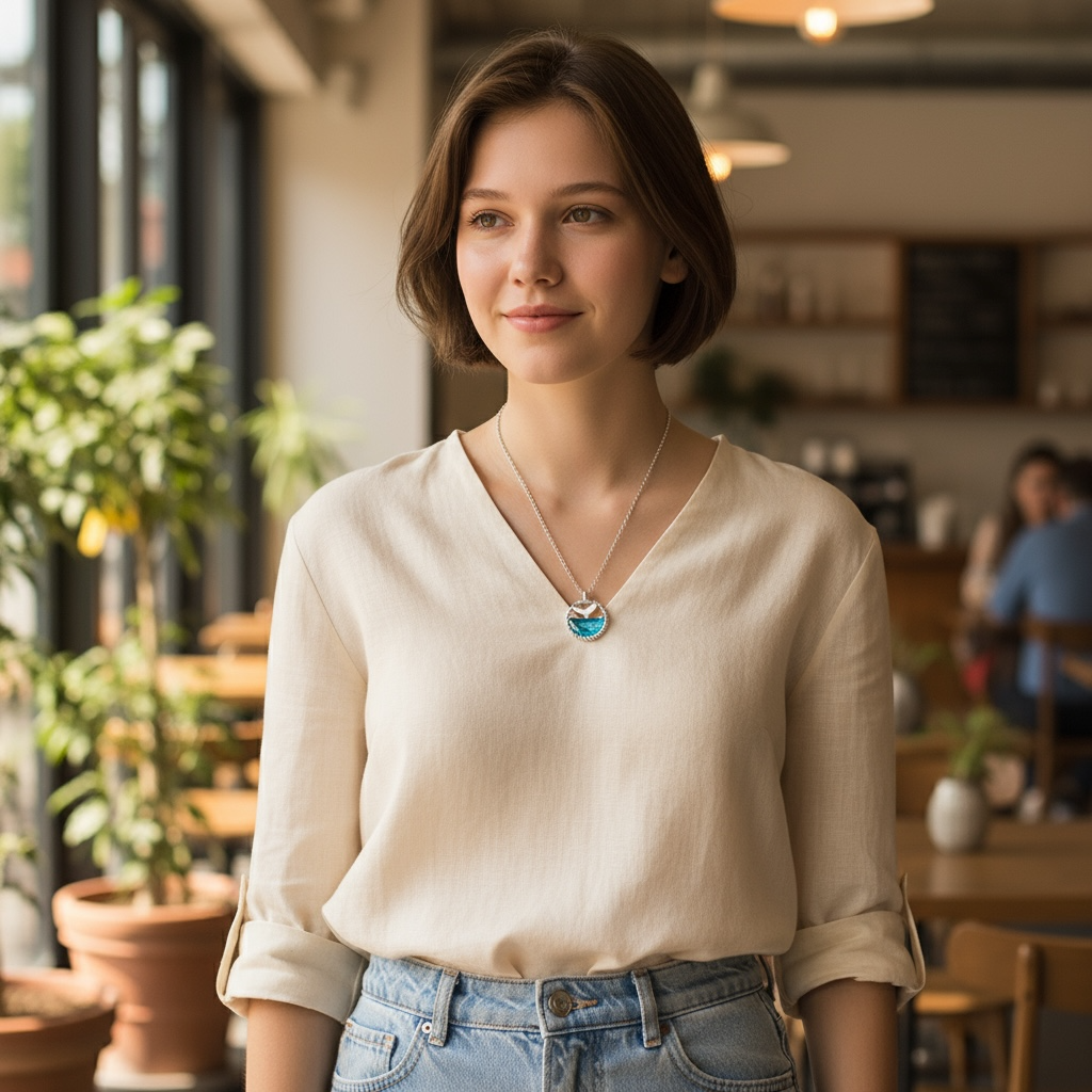 S925 Silver Mermaid Tears Necklace – Ocean Crystal Pendant by Wave & Hang