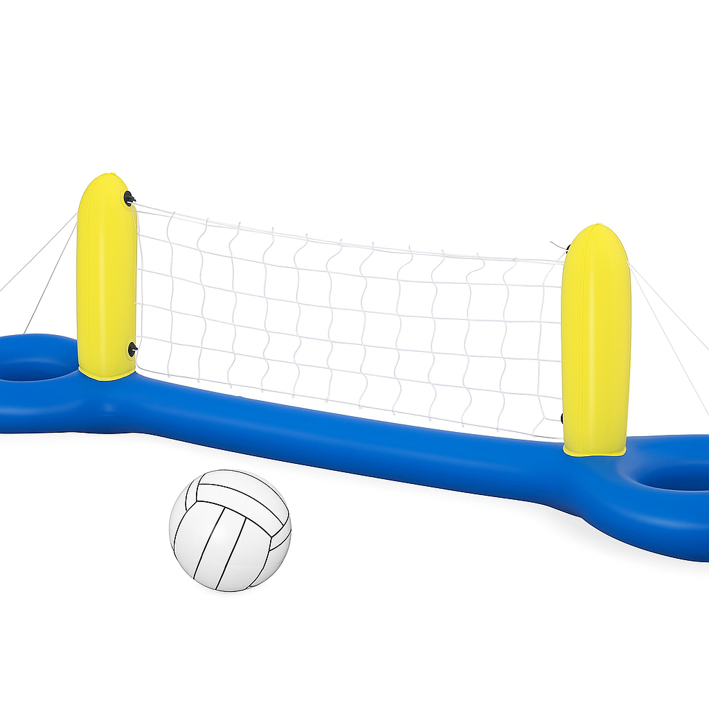 Inflatable Pool Game Set With Volleyball And Basketball Family Floating Toys For Kids And Adults by Wave & Hang