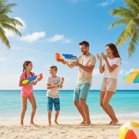 Water Gun Blaster With 4 Nozzles High Pressure Soaker 1150ml Large Capacity For Pool And Beach Fun by Wave & Hang