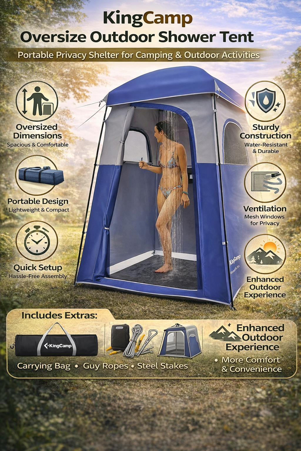 KingCamp Oversize Shower Tent - Portable Privacy Shelter for Camping