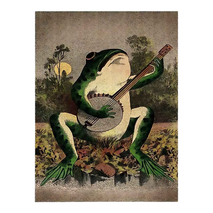 Banjo Frog Canvas Wall Art | Nature-Inspired Frog Print for Home Decor