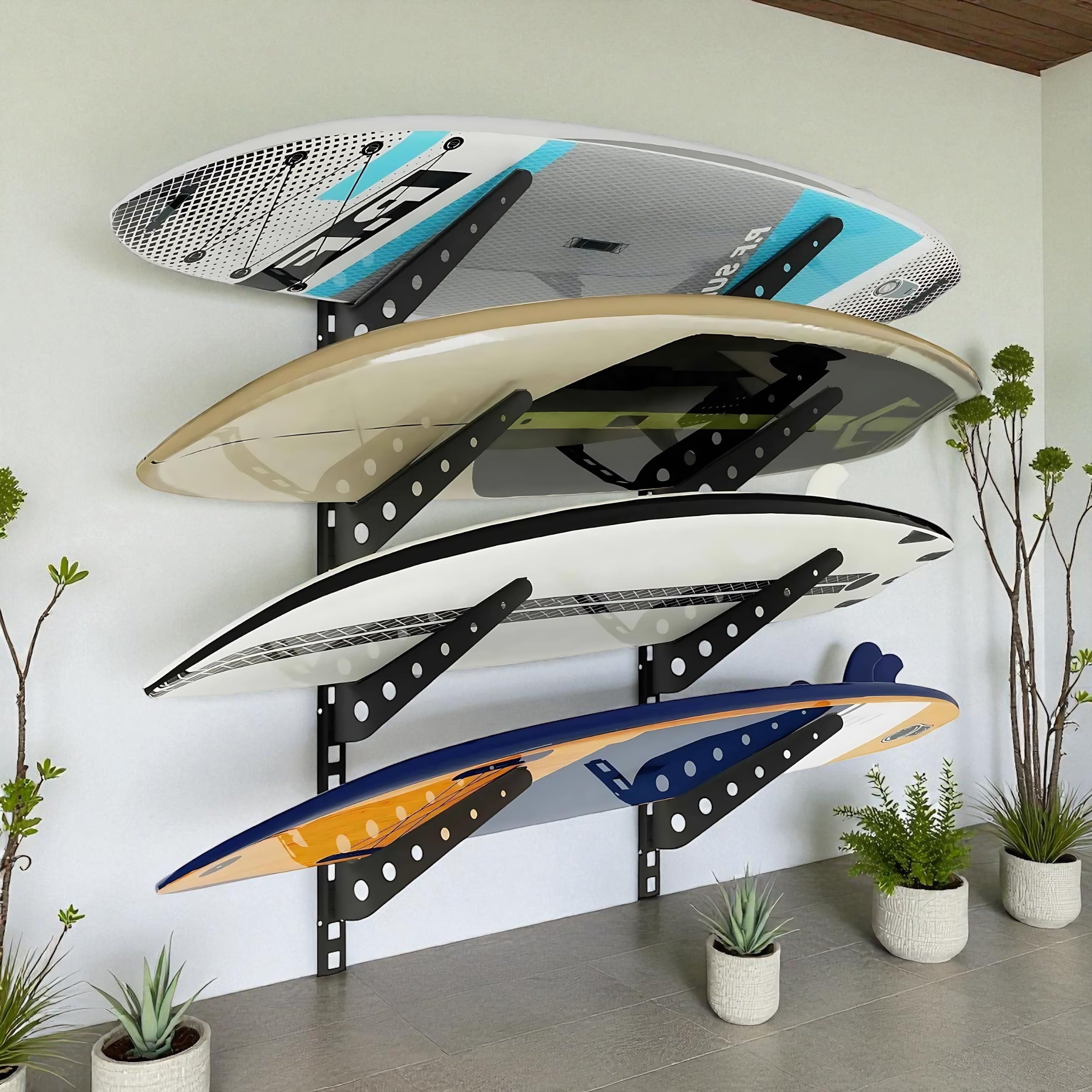 Neorexon™ Adjustable Surfboard Rack – Heavy-Duty Wall Mount for Surfboards, Paddle Boards & More by Wave & Hang