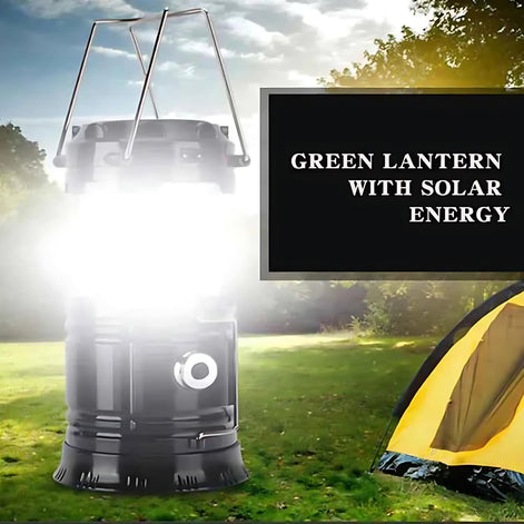 Solar Multi-Functional Camping Lantern with Charger – Retractable LED Light for Outdoor & Emergency Use by Wave & Hang