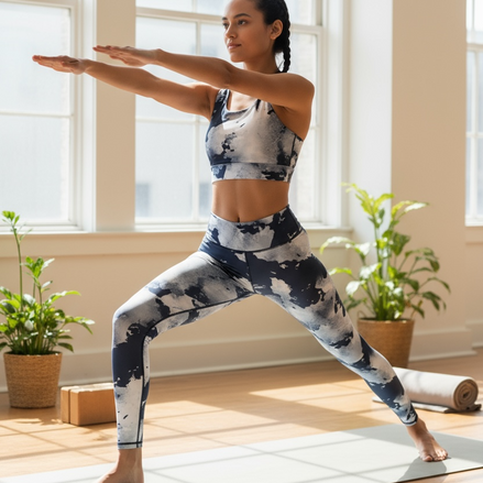 Ocean Print Yoga Set – Moisture-Wicking Activewear for Women by Wave & Hang