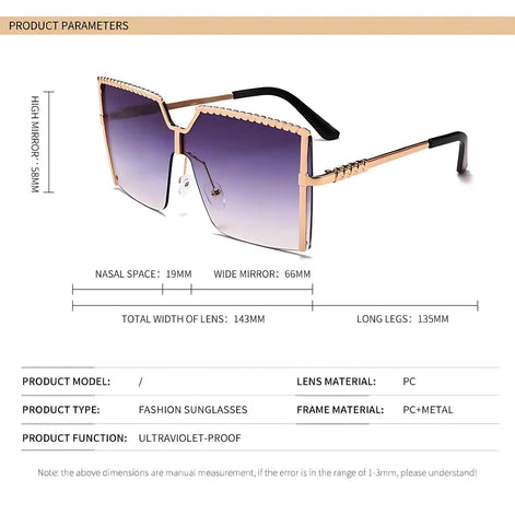 Trendy Frameless Sunglasses | UV400 Ocean Lens Fashion Shades by Wave & Hang