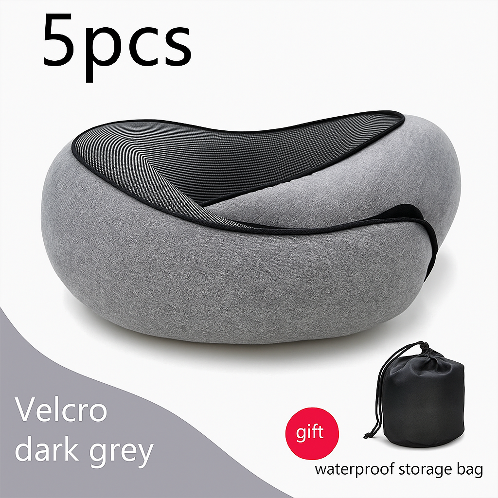 Premium Memory Foam Travel Neck Pillow Ergonomic U Shaped Support For Flights Cars And Office by Wave & Hang