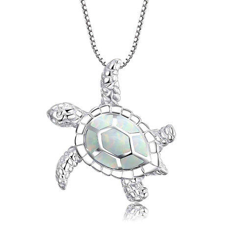 Blue Ocean Turtle Necklace – Elegant Ocean-Inspired Silver Pendant with Adjustable Chain